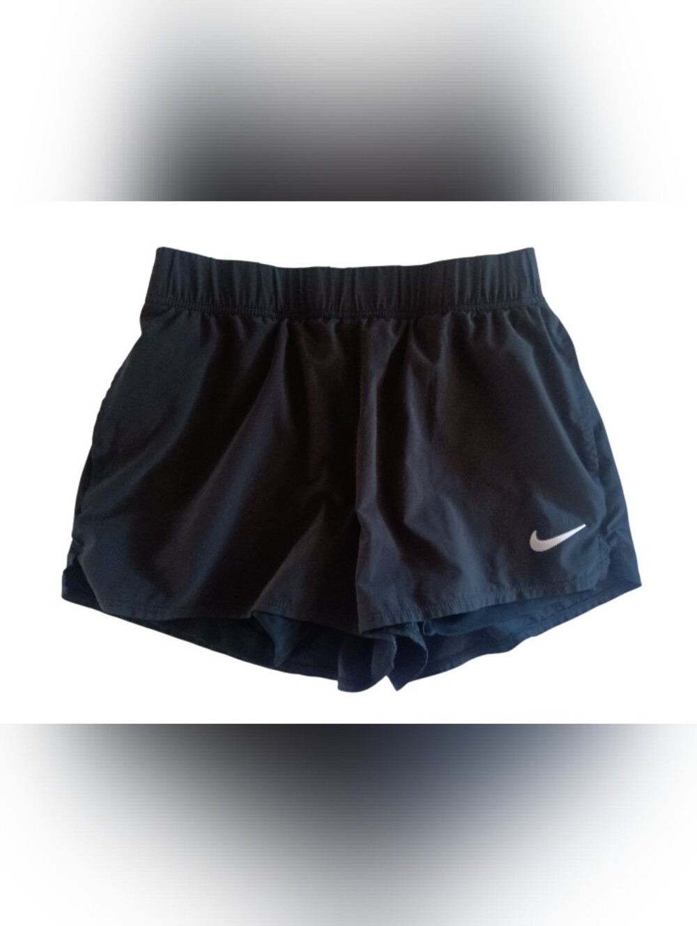 Nike Dri-FIT Womens Black Athletic Shorts Inner-Lining White Swoosh Size XS